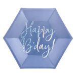 PartyDeco - Assiettes Happy B'day !, bleu marine, 20cm