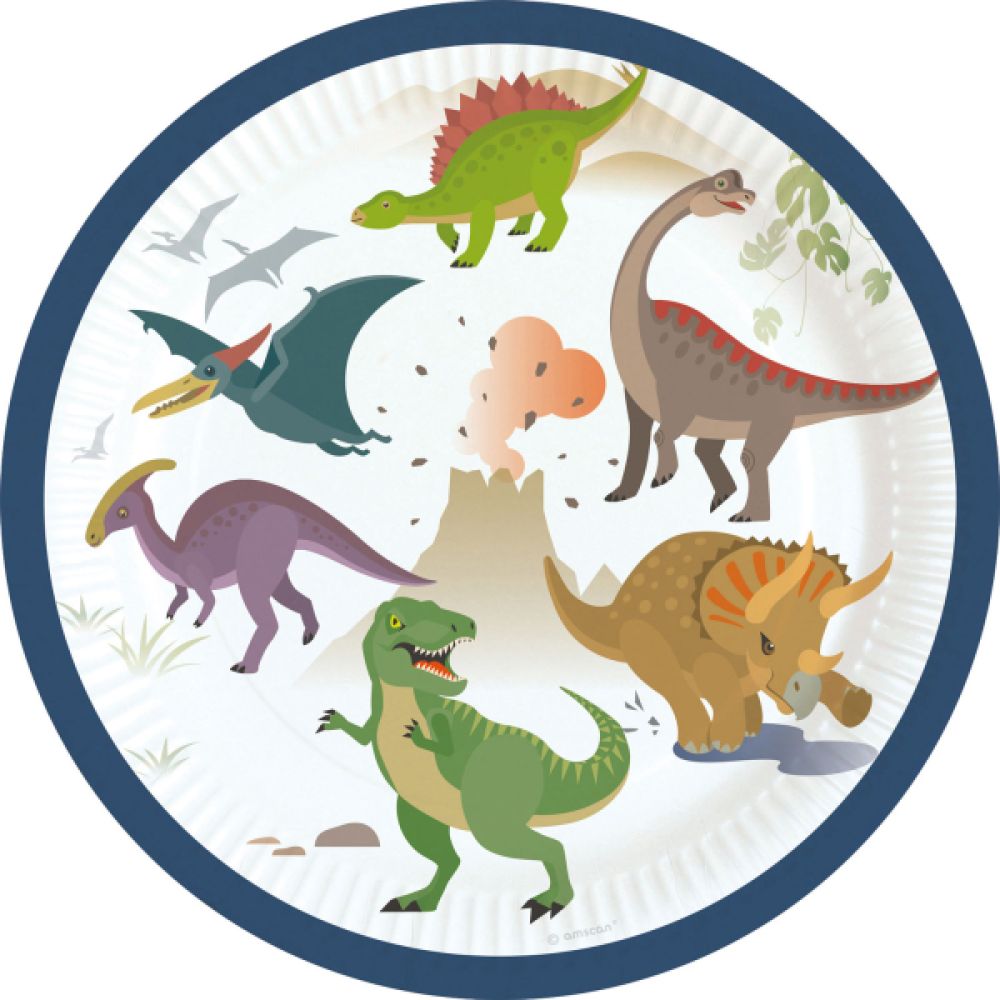big_2061-1.jpg Amscan - Assiettes Dinosaures 18cm – Image 1