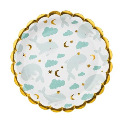PartyDeco - Assiettes Baleines Bébé, 18cm