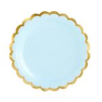 PartyDeco - Assiettes Bleu Bordure Doré - 18cm