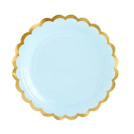 PartyDeco - Assiettes Bleu Bordure Doré - 18cm