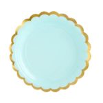 PartyDeco - Assiettes Menthe Bordure Doré - 18cm