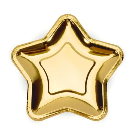 PartyDeco - Assiettes Étoiles, or 18cm