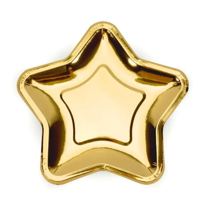 PartyDeco - Assiettes Étoiles, or 18cm