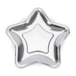 PartyDeco - Assiettes Étoiles, argent 18cm