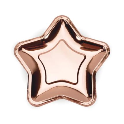 PartyDeco - Assiettes Étoiles, or Rose 18cm