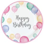 Amscan - Assiettes Happy Bday Pastel - 23cm