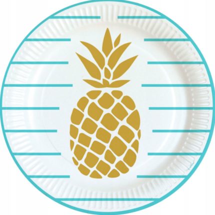 Amscan - Assiettes Ananas Doré - 23cm
