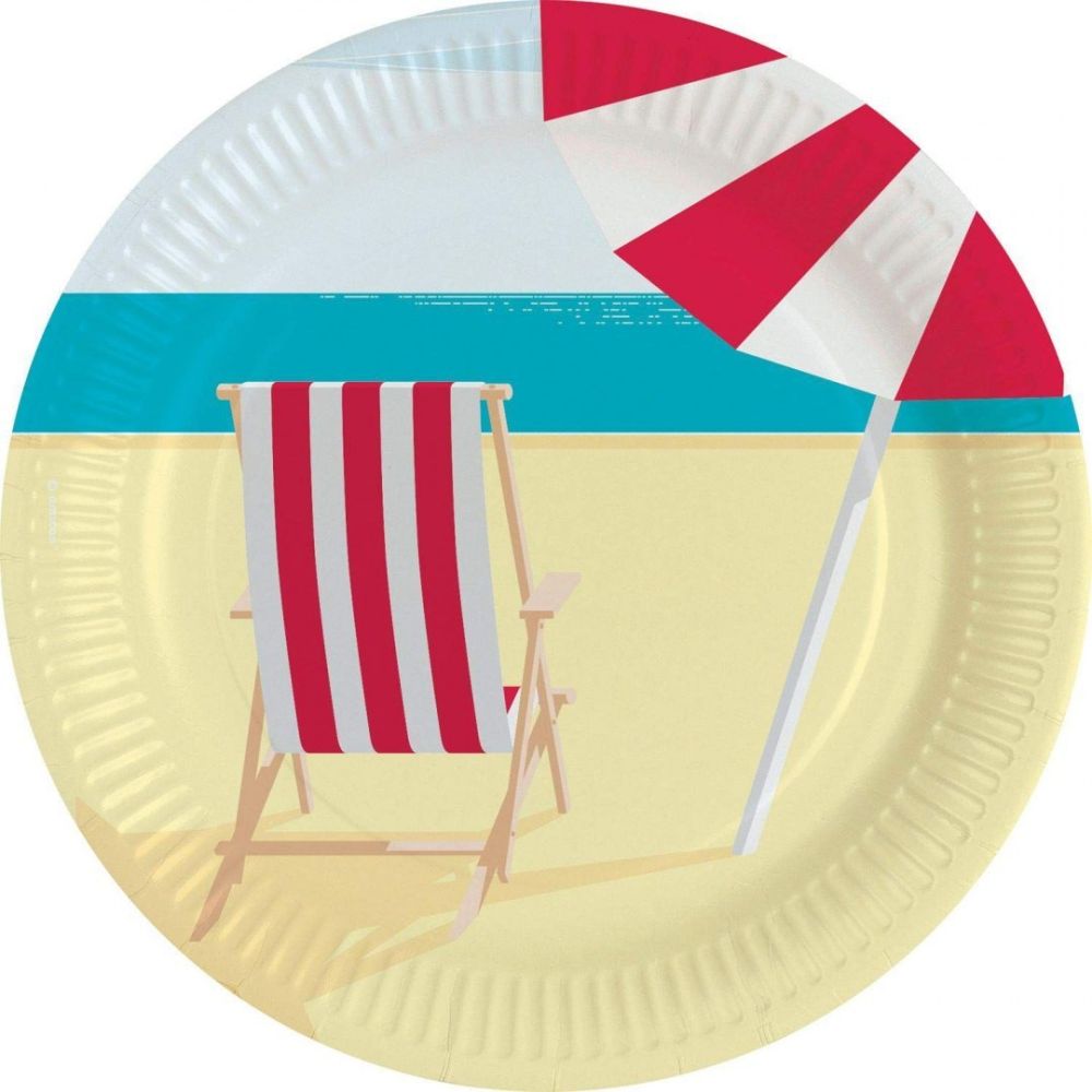 big_2089-1.jpg Amscan - Assiettes plage - 23cm – Image 1
