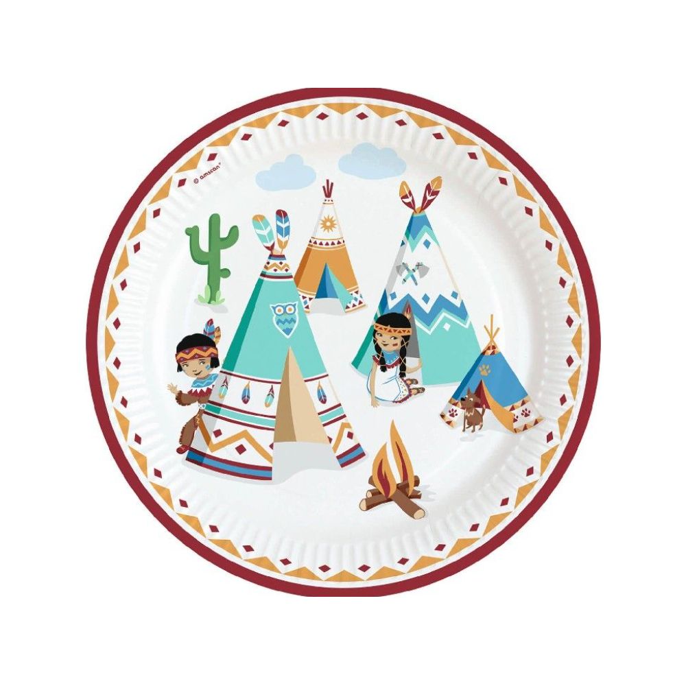 big_2090-1.jpg Amscan - Assiettes tipi Indien- 23cm – Image 1
