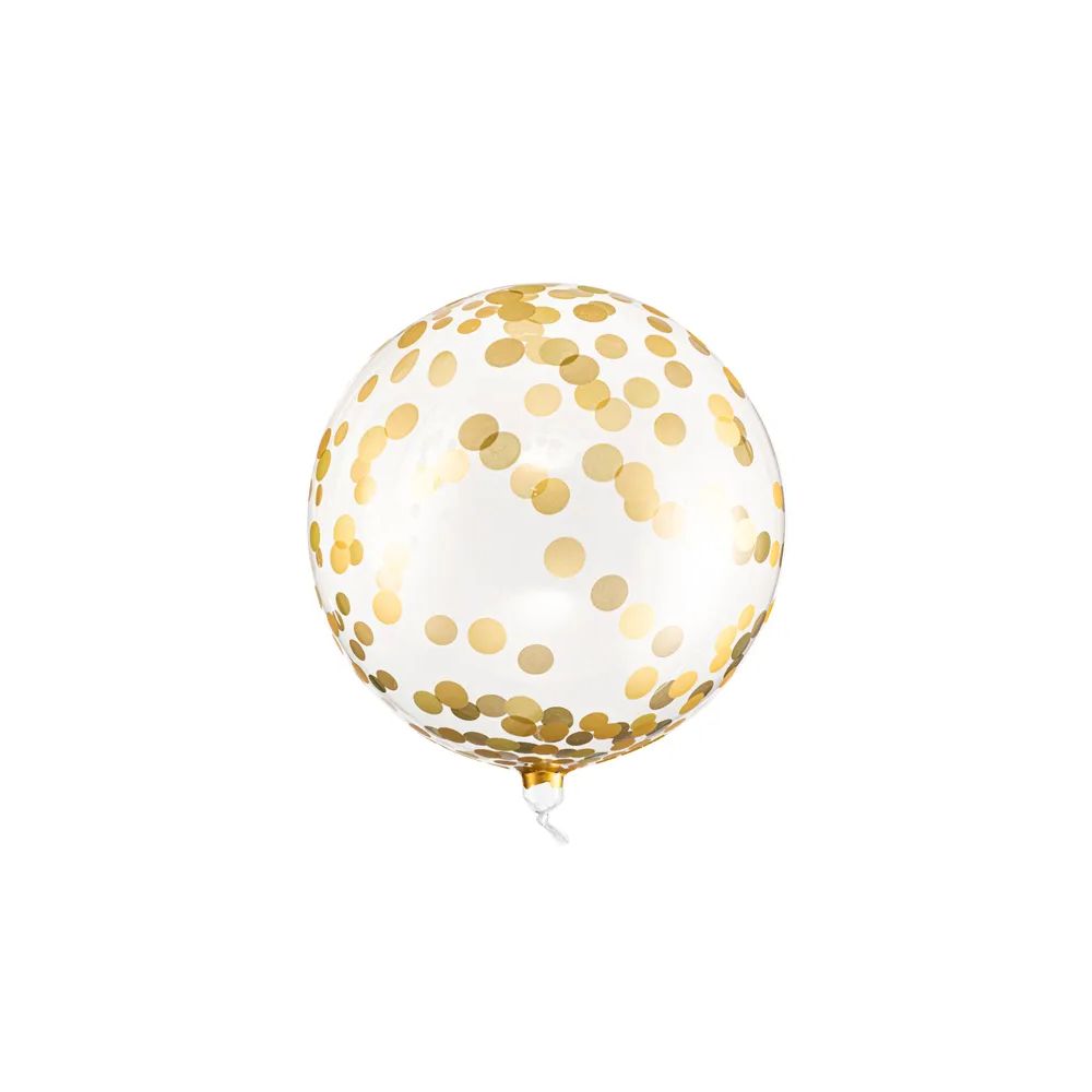 big_2134-1.jpg PartyDeco - Ballon Crystal Clear avec pois dorés, 40cm – Image 1