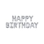 PartyDeco - Ballon Happy Birthday, 340x35cm, argenté