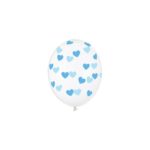 PartyDeco - Ballons 30 cm, Coeurs Bleu, Cristal clair