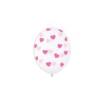 PartyDeco - Ballons 30 cm, Coeurs Rose, Cristal clair