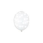 PartyDeco - Ballons 30 cm, Coeurs Blanc, Cristal clair