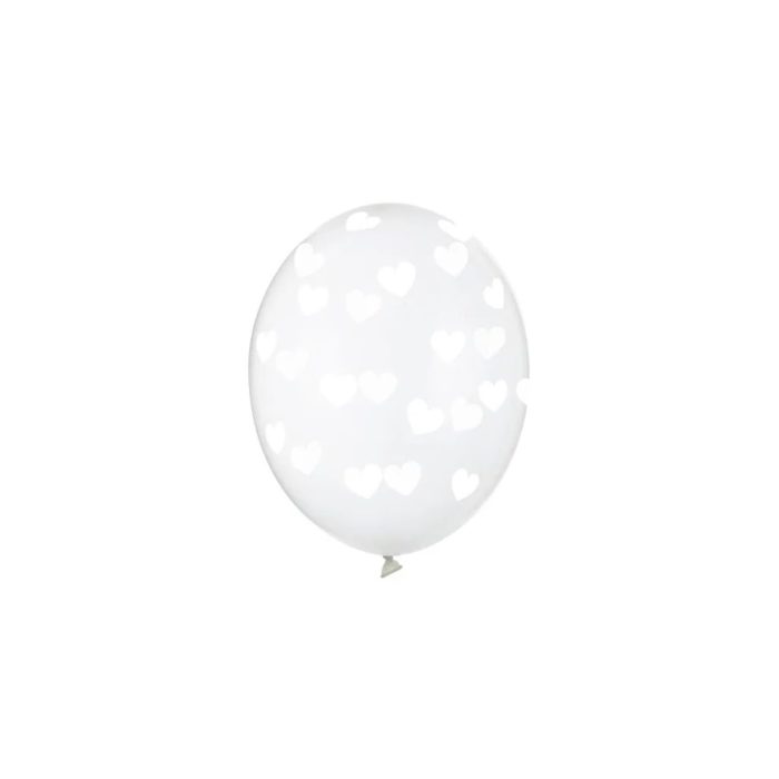 big_2164-1.jpg PartyDeco - Ballons 30 cm, Coeurs Blanc, Cristal clair