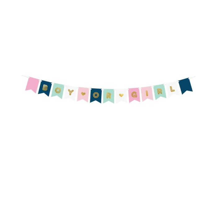 PartyDeco - Bannière Boy or Girl, mixte, 15 x 175 cm