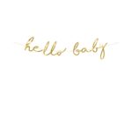 PartyDeco - Bannière Hello Baby, or, 18x70cm