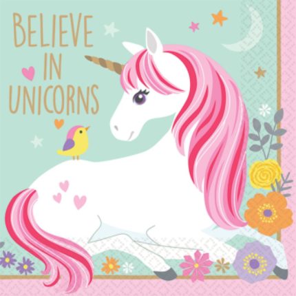 Amscan - 20 Serviettes licorne 25 x 25 cm