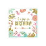 Amscan - 16 Serviettes happy birthday boho 33x33cm
