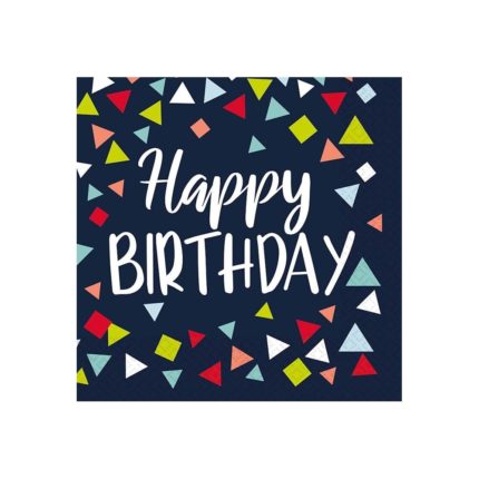 Amscan - 16 Serviettes happy birthday bleu 33x33cm