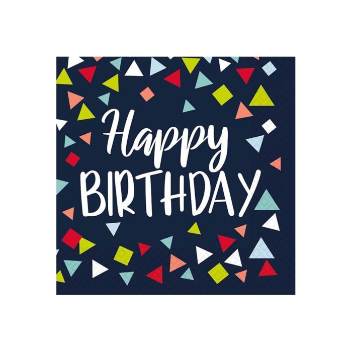 Amscan - 16 Serviettes happy birthday bleu 33x33cm