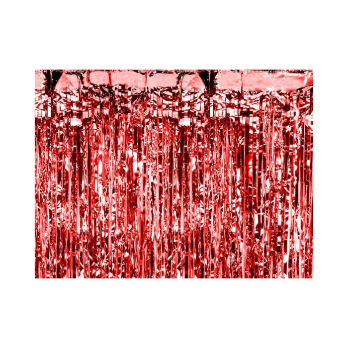 PartyDeco - Rideau de fête, rouge, 90 x 250cm
