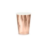 PartyDeco - Gobelets en papier or rose 220ml 6pcs