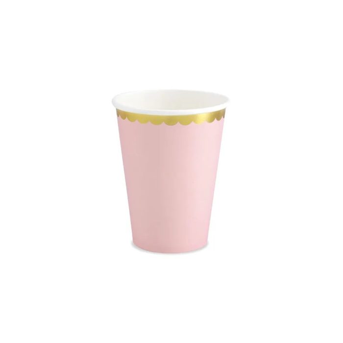 PartyDeco - Gobelets en papier rose/doré 220ml 6pcs