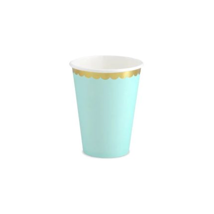 PartyDeco - Gobelets en papier menthe/doré 220ml 6pcs