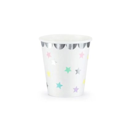 PartyDeco - Gobelets Licorne - Étoiles, 180 ml 6pcs