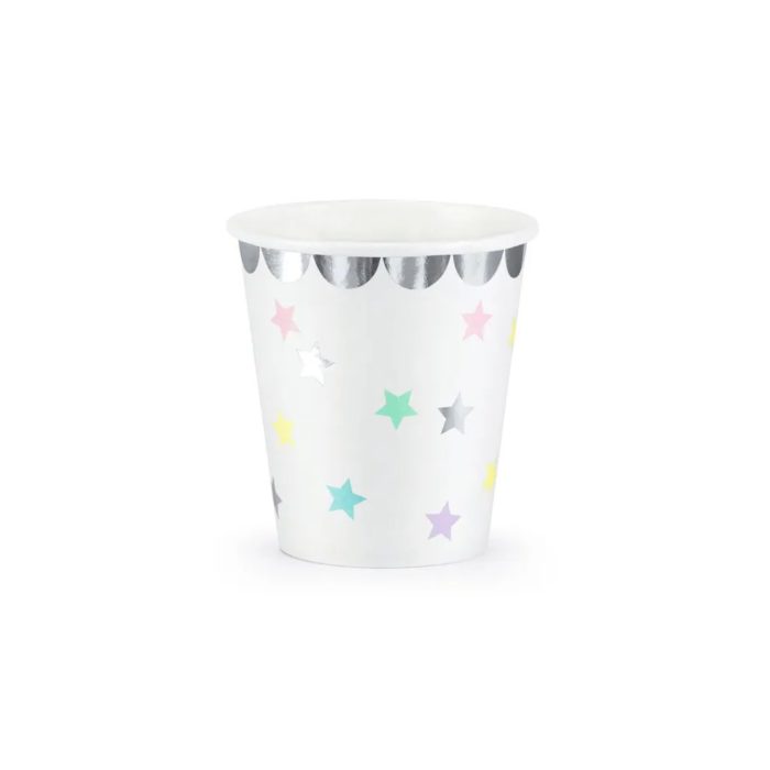 PartyDeco - Gobelets Licorne - Étoiles, 180 ml 6pcs