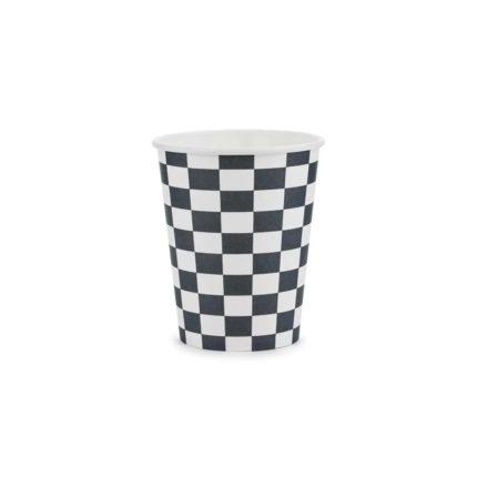 PartyDeco - Gobelets Drapeau à damier, 220 ml 6pcs