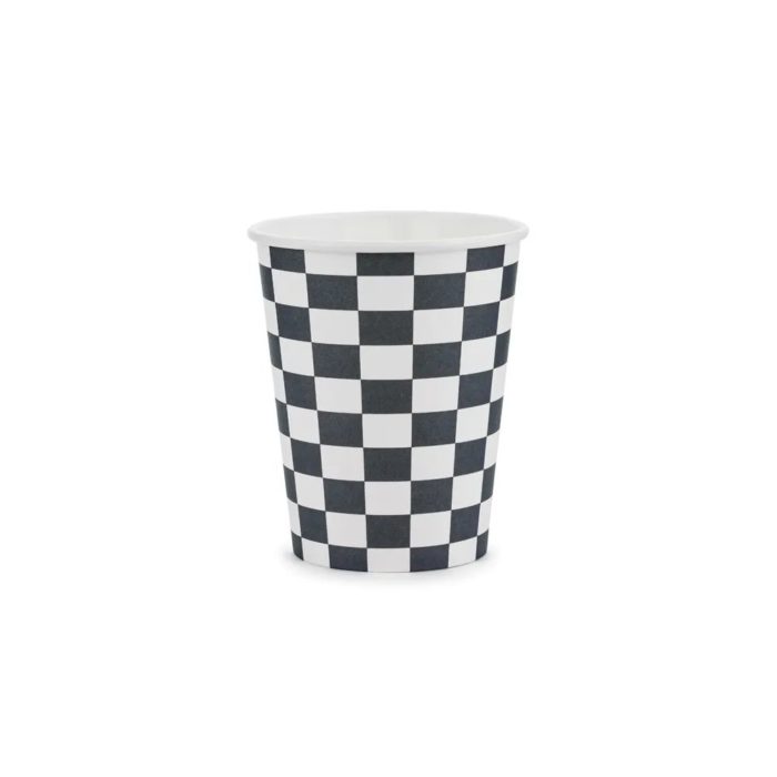 PartyDeco - Gobelets Drapeau à damier, 220 ml 6pcs
