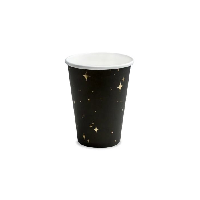 PartyDeco - Gobelets Noir/doré 260ml 6pcs