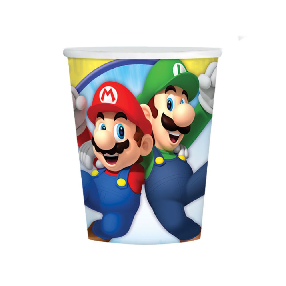 big_2334-1.jpg Amscan - Gobelets en papier Super Mario 8pcs 250ml – Image 1