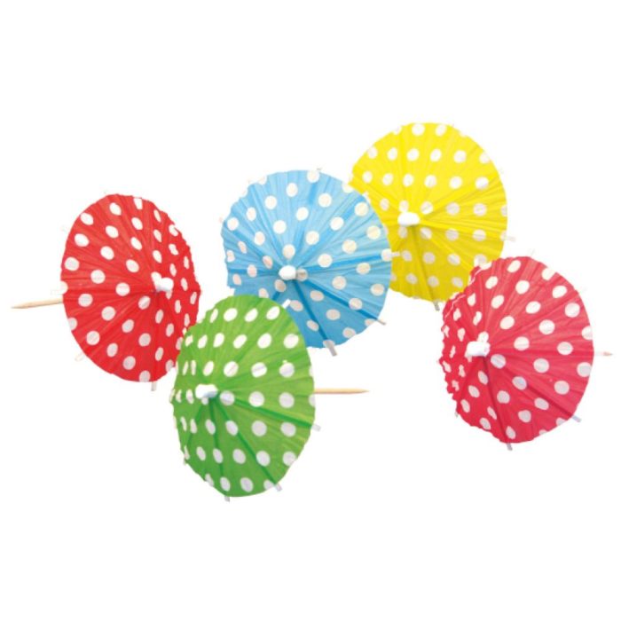 Amscan -10 Picks Umbrellas Dotted Wood 10 cm