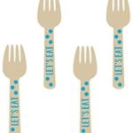Amscan -12 Blue Buffet Mini Wooden Forks