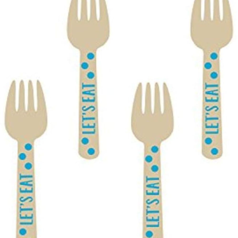 big_2374-1.jpg Amscan -12 Blue Buffet Mini Wooden Forks – Image 1