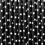 PartyDeco -  Pailles en papier noirs pois blancs 10pcs