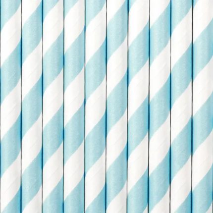 PartyDeco -  Pailles en papier bleu/blanc 10pcs