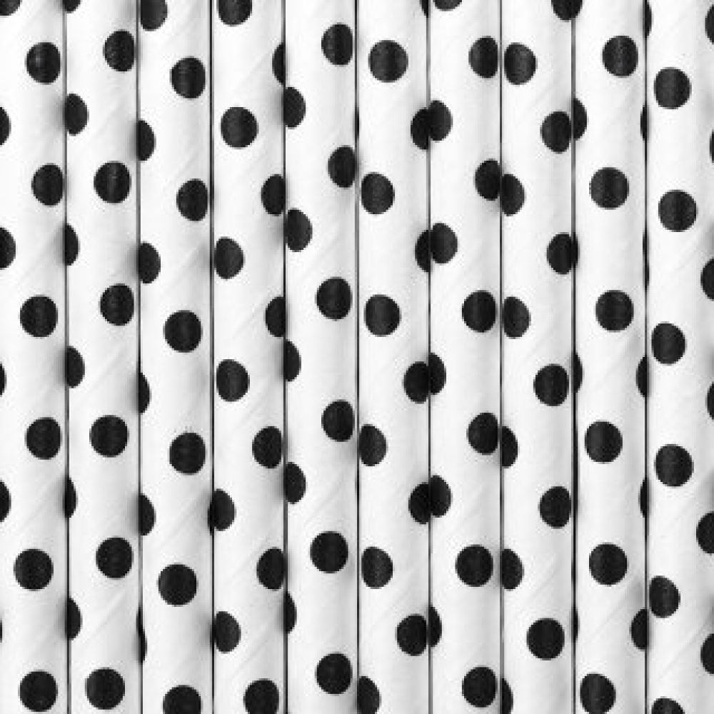 big_2383-1.jpg PartyDeco - Pailles en papier blanc pois noir 10pcs – Image 1