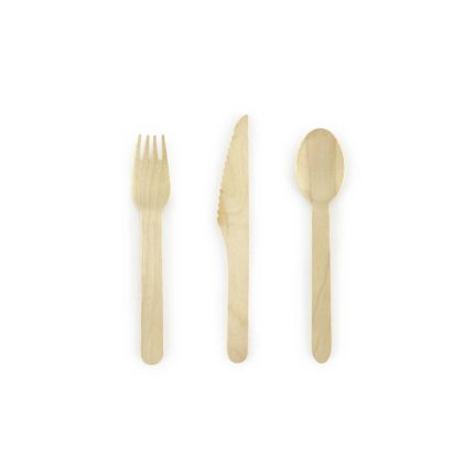 PartyDeco -  Couverts en bois , 16cm 18pcs