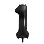 PartyDeco - Ballon Chiffre 1, noir 86cm