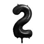 PartyDeco - Ballon Chiffre 2, noir 86cm