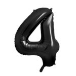 PartyDeco - Ballon Chiffre 4, noir 86cm