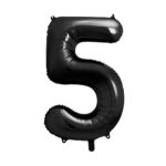 PartyDeco - Ballon Chiffre 5, noir 86cm