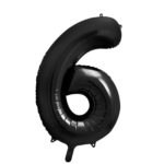 PartyDeco - Ballon Chiffre 6, noir 86cm