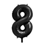 PartyDeco - Ballon Chiffre 8, noir 86cm