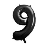 PartyDeco - Ballon Chiffre 9, noir 86cm